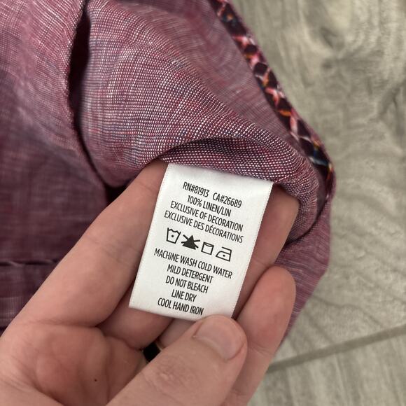Robert Graham Shirt Mens Sz XL Pink Rose Linen Weave Heathered Button Up S/S - Picture 10 of 10